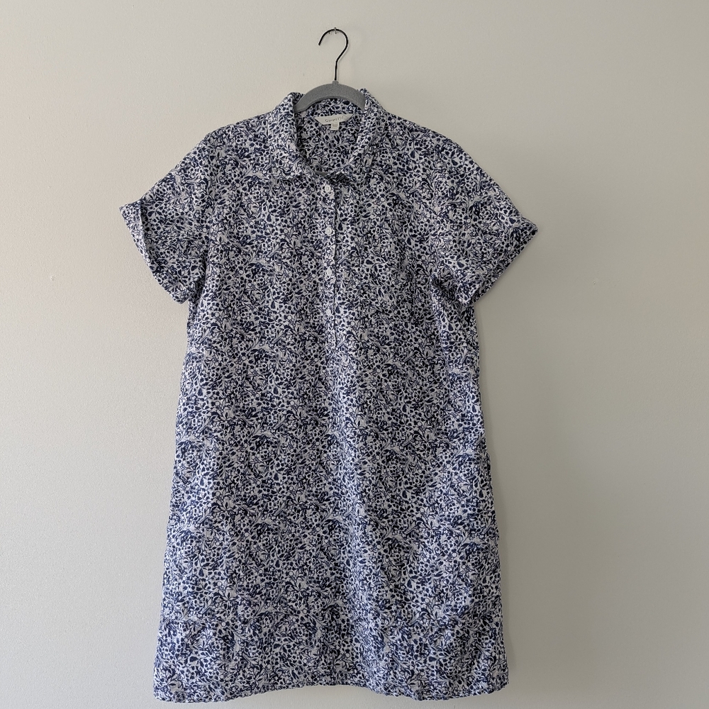 Garnet Hill Blue and White Printed Mini Dress - Picture 2 of 10